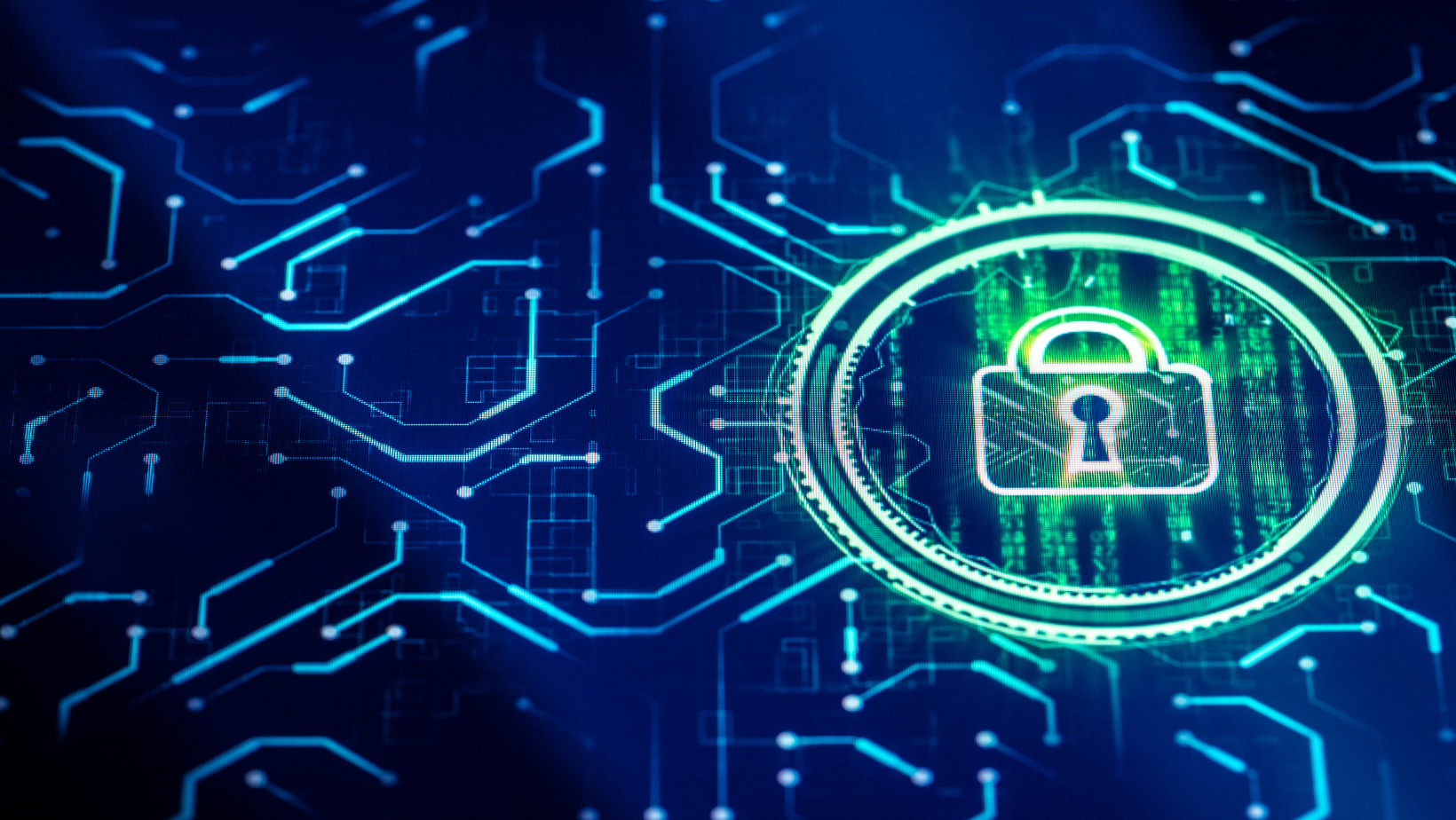 A lock with binary code showing how TAG keeps your business secure with their IT solutions.
